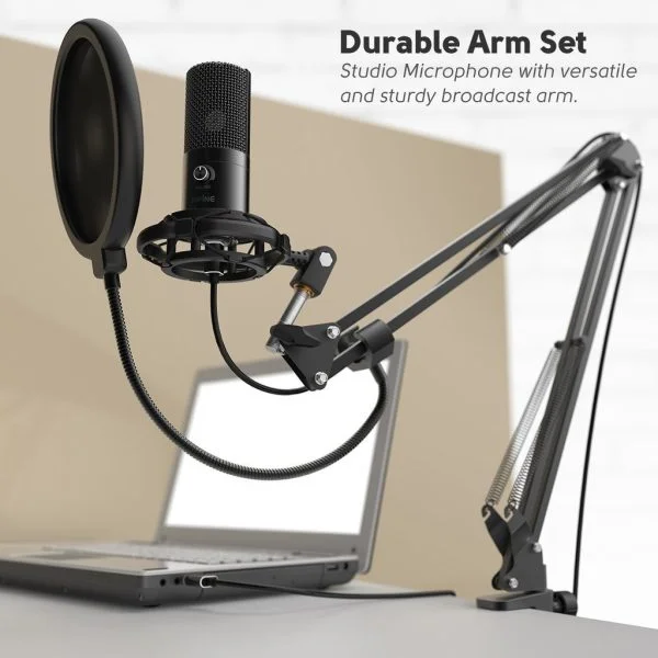 Micrófono cardioide MIC ARM RGB con brazo de montaje para transmisión,  grabación, podcasting