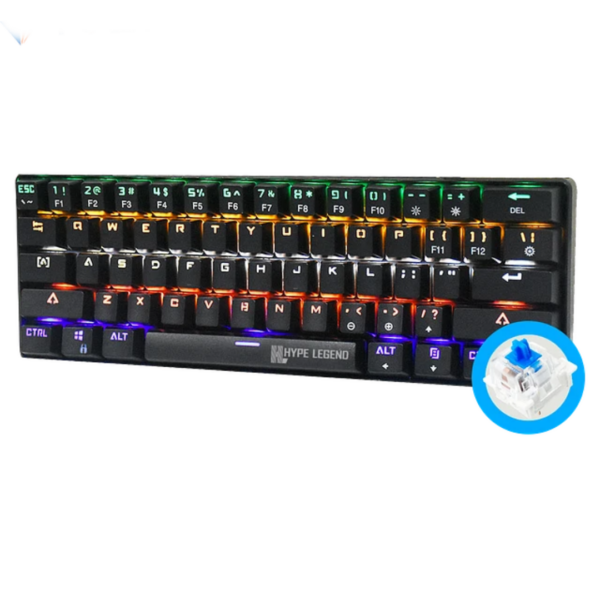 Teclado Mecánico 60% Hype Legend Rebel Switch Blue Inglés Rgb