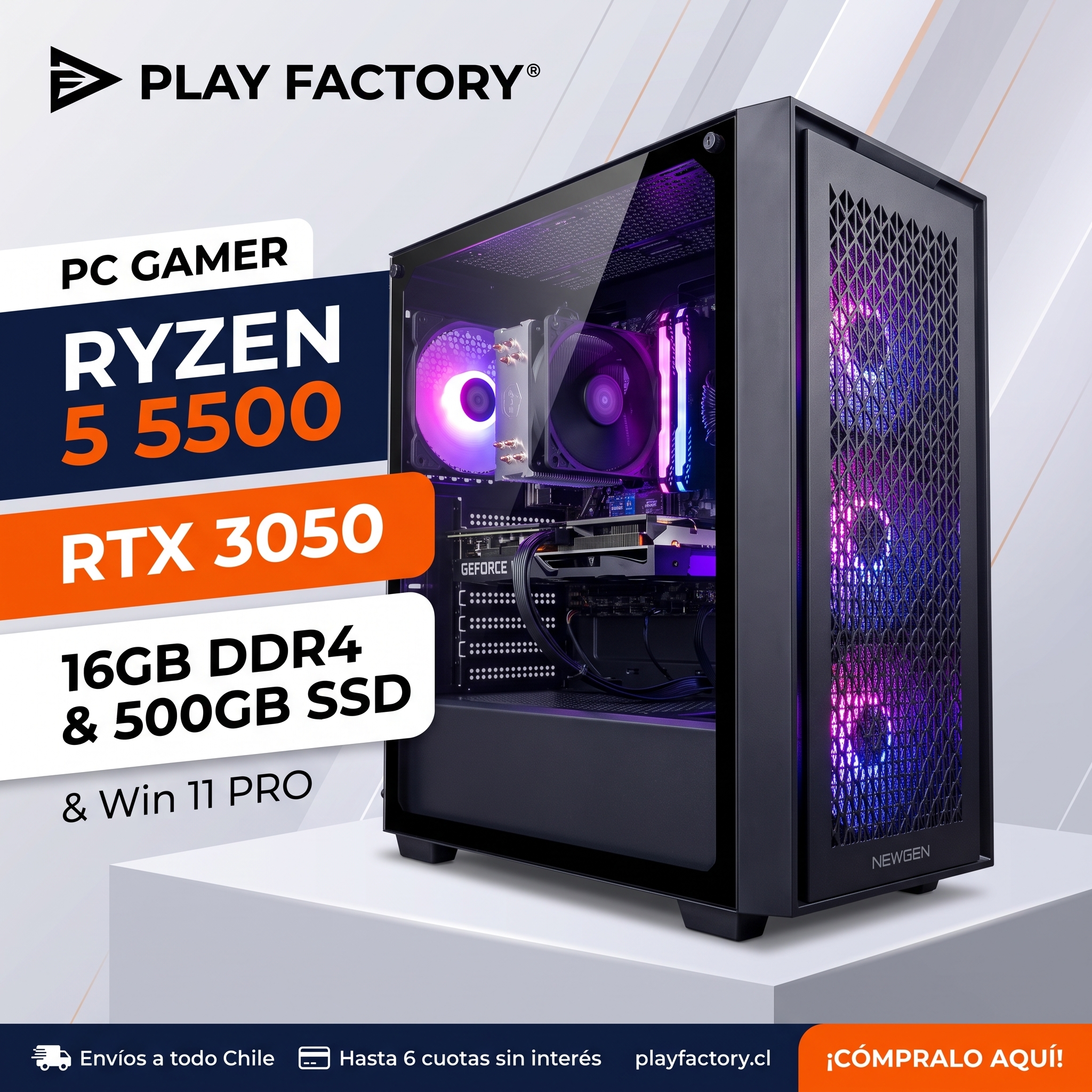 PC Gamer Ryzen 5 5500 RTX 3050 16GB | Playfactory