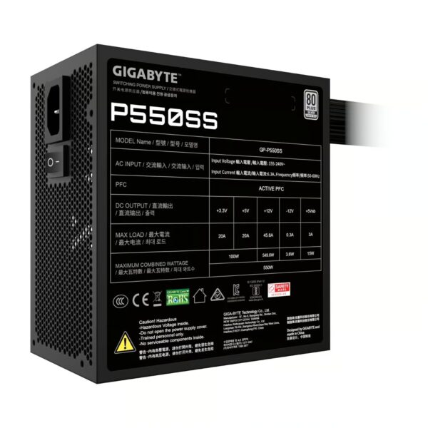 Fuente de poder GIGABYTE P550SS Negro 80 Plus Silver (GP-P550SS) - Imagen 7