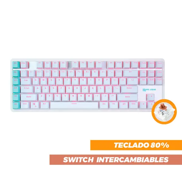 Teclado Mecanico Hype Legend Rebel L White | Swtich Brown Outemu