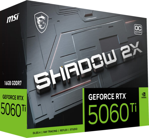 Tarjeta de Video MSI RTX 5060 Ti 16G SHADOW 2X OC PLUS