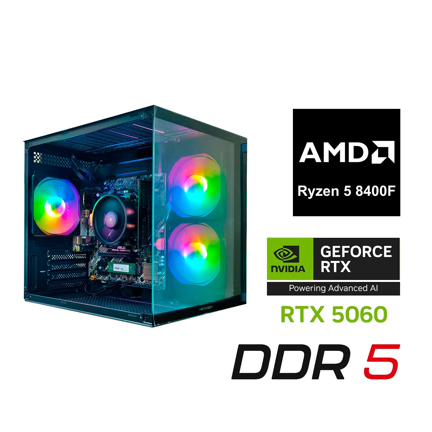 Pc Gamer Ryzen 5 8400F | RTX 5060 | 16GB DDR5 | 500GB | Win11