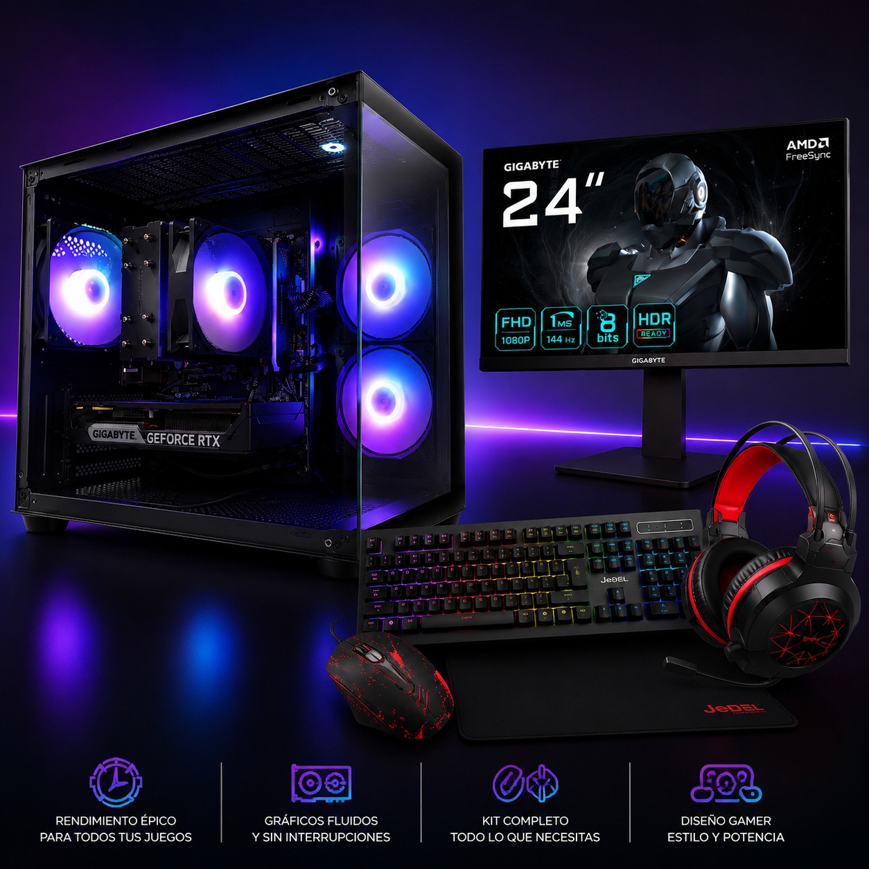 PC Gamer Ryzen 7 5700G | 16gb DDR4 | 1TB SSD + Monitor 24 IPS KIT TECLADO GAMER - Imagen 3