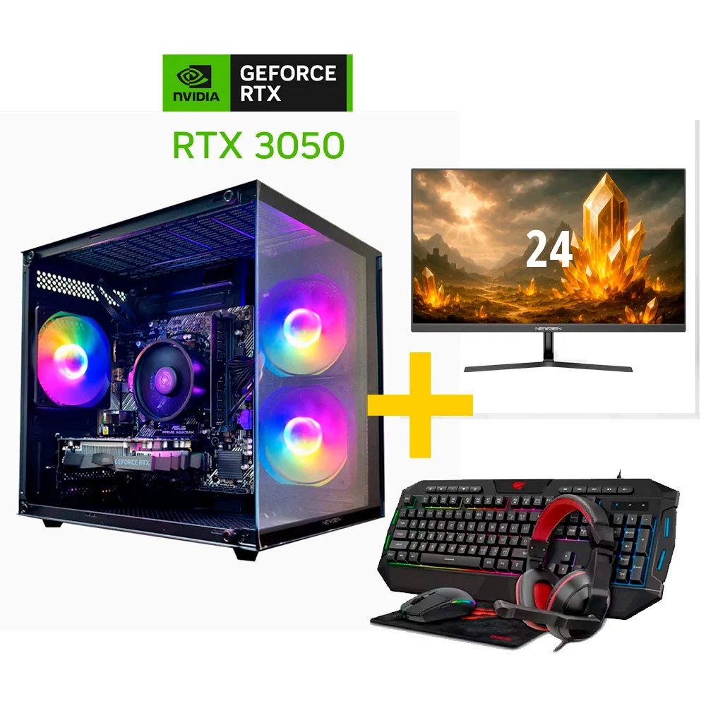 PC Gamer Ryzen 5 5500 | RTX 3050 | 16gb | 500SSD + Monitor 24 IPS KIT TECLADO GAMER