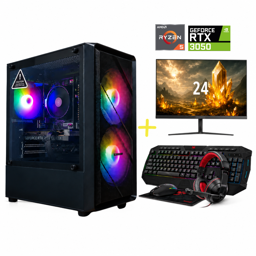 PC Gamer Ryzen 5 5500 | RTX 3050 | 16gb | 500SSD + Monitor 24 IPS KIT TECLADO GAMER