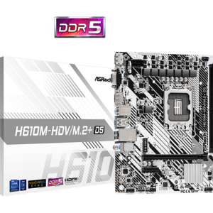 Tarjeta Madre ASRock H610M-HDV/M.2+ D5 LGA1700 2*DDR5 M.2 DP HDMI VGA mATX