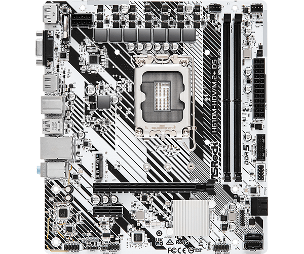 Tarjeta Madre ASRock H610M-HDV/M.2+ D5 LGA1700 2*DDR5 M.2 DP HDMI VGA mATX - Imagen 3