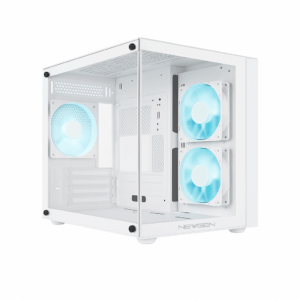 Gabinete NEWGEN COBALT Glass MATX White (3 Fans ARGB)