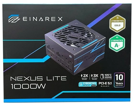 Fuente de Poder EINAREX Nexus Lite 1000W Cybenetics Gold ATX 3.1 PCIE 5.1 FULL MODULAR (EXPS-NLT-100-BK) - Imagen 2