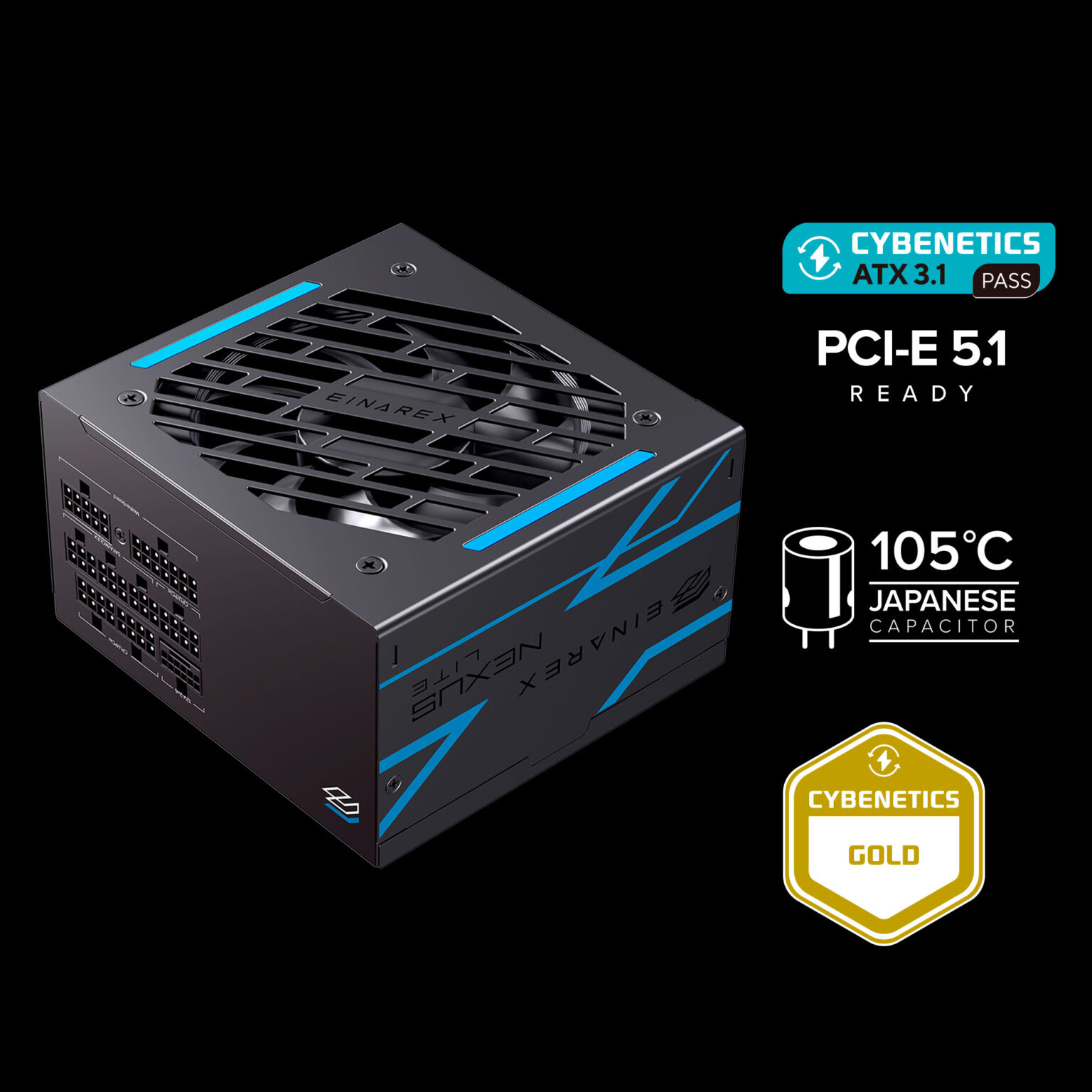Fuente de poder EINAREX Nexus Lite 750W Gold Cybenetics - ATX 3.1 y ...