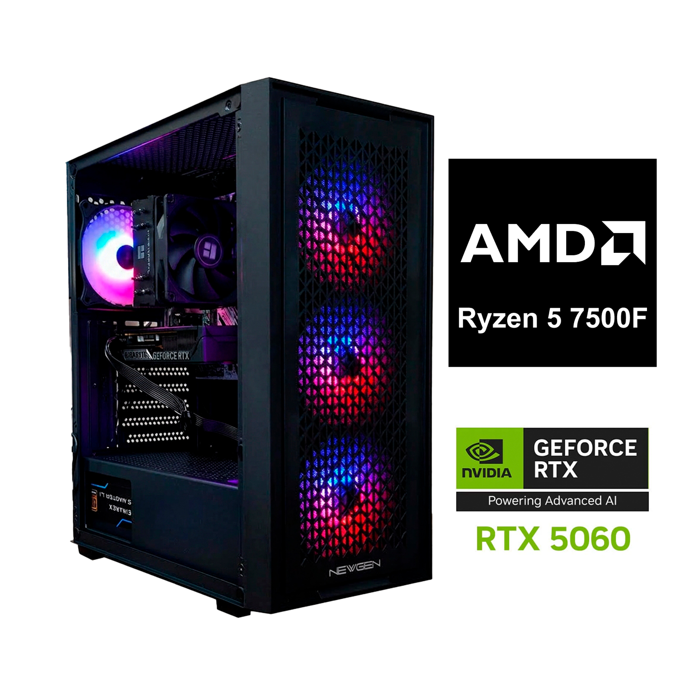 PC Gamer AMD Ryzen 5 7500F / RTX 5060 / 16GB DDR5 / 500GB / Windows 11 Pro
