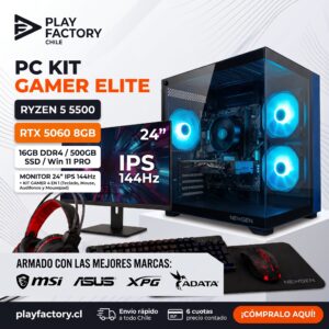 PC Gamer Kit Apex AMD Ryzen 5 5500 GeForce RTX 5060 8GB 16GB DDR4 500GB SSD NVMe Monitor 24 IPS Teclado Mouse