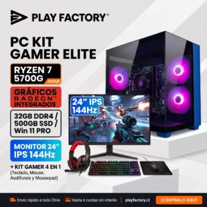 PC Gamer Kit Apex AMD Ryzen 7 5700G Radeon Vega 8 32GB DDR4 500GB SSD NVMe Monitor 24 IPS Teclado Mouse