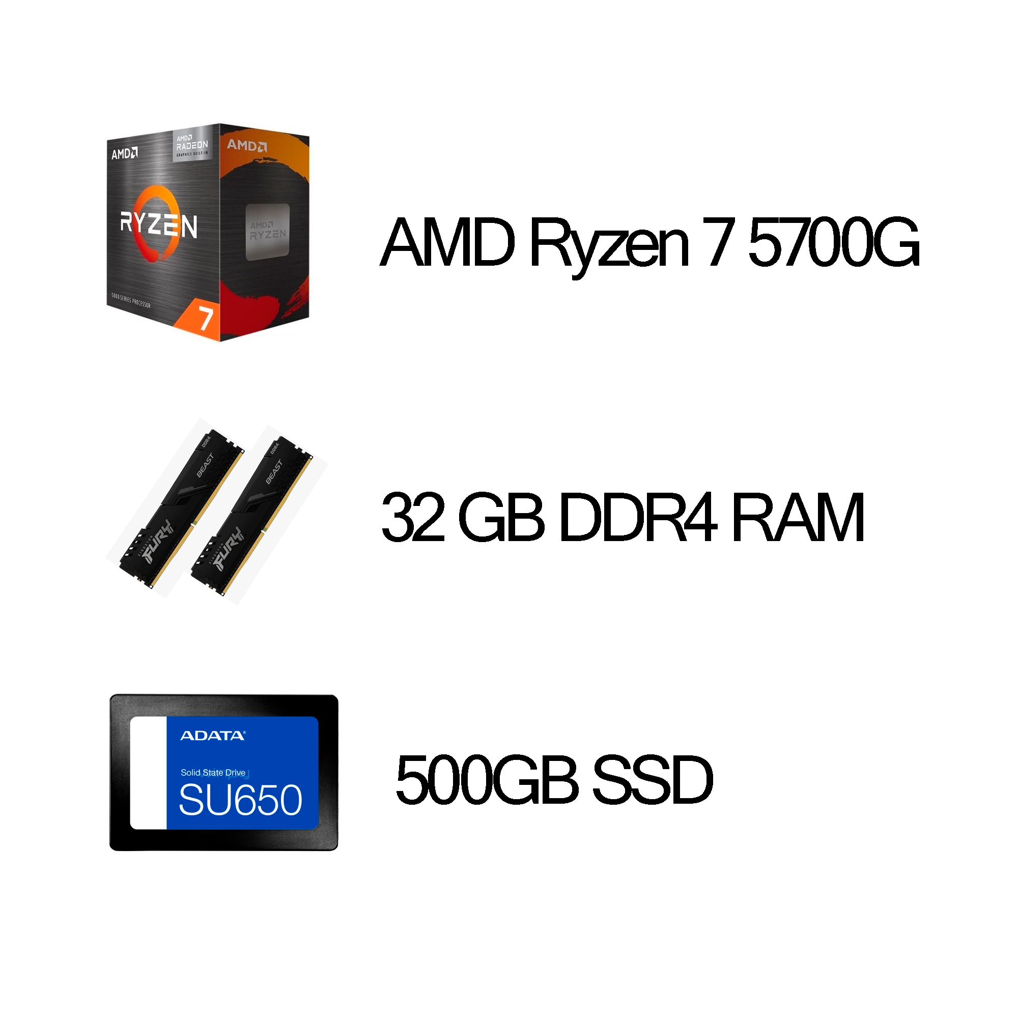 PC Gamer Ryzen 7 5700G | 32gb DDR4 | 500SSD + Monitor 24 IPS KIT TECLADO GAMER - Imagen 3