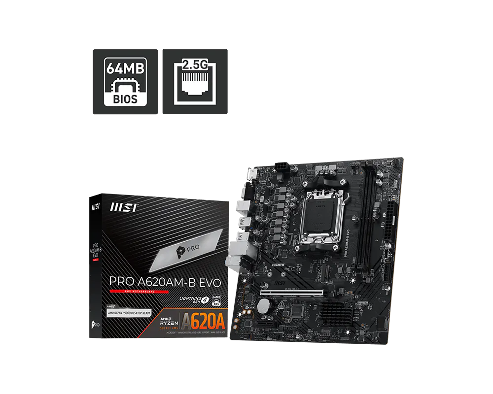 Tarjeta Madre MSI PRO A620AM-B EVO 2 DDR5 Socket AM5 Micro-ATX