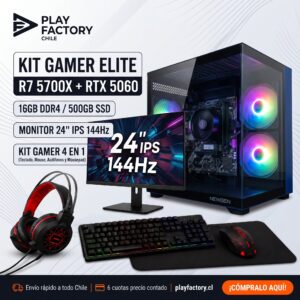 PC Gamer Kit Apex AMD Ryzen 7 5700X GeForce RTX 5060 8GB 16GB DDR4 500GB SSD NVMe Monitor 24 IPS Teclado Mouse