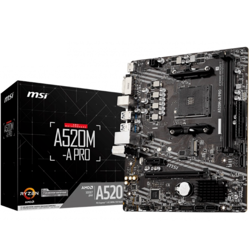 Placa Madre MSI A520M-A PRO Socket AM4 Micro-ATX DDR4 - Imagen 2