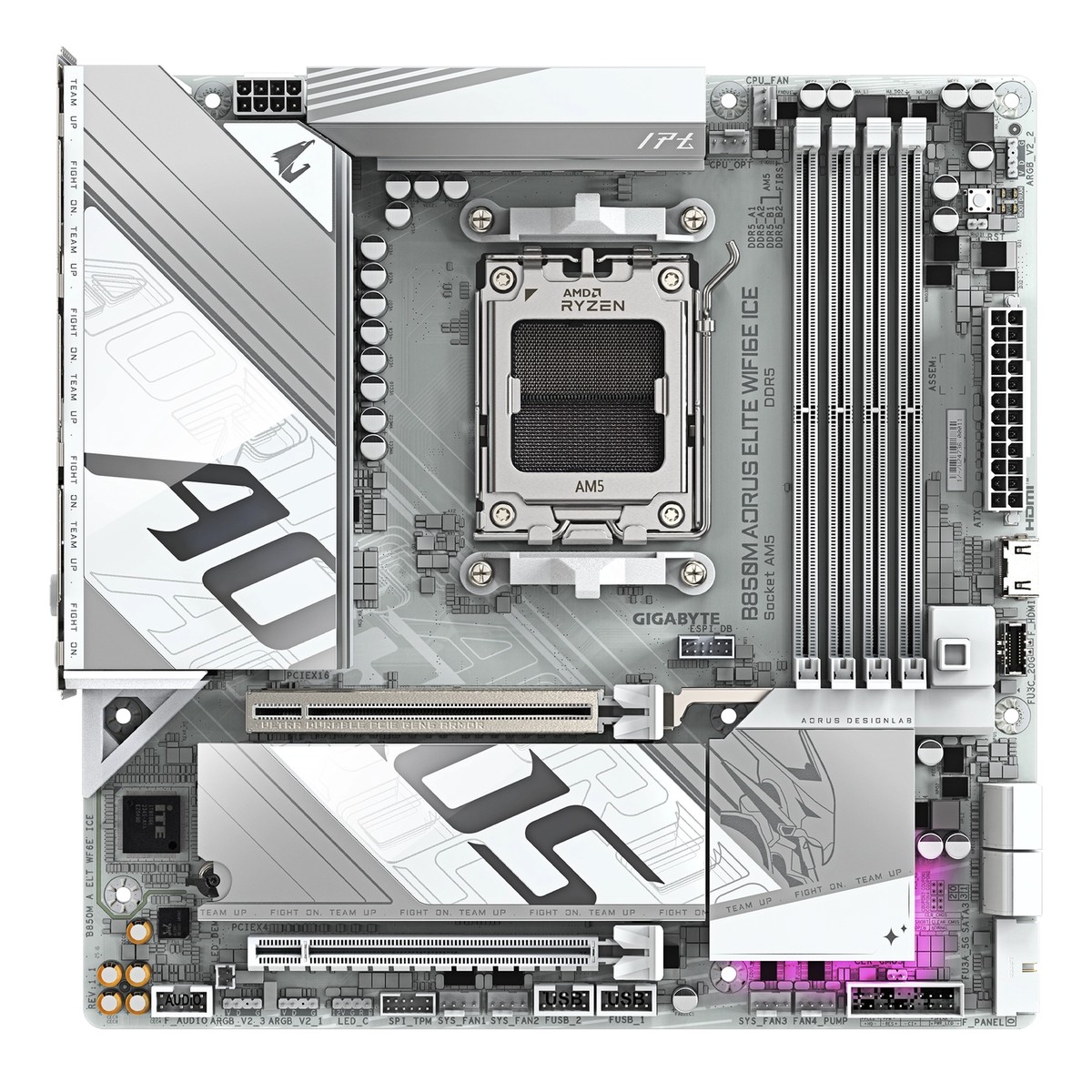 Placa Madre Gigabyte B850M AORUS ELITE WIFI6E ICE AM5 DDR5 - Imagen 2