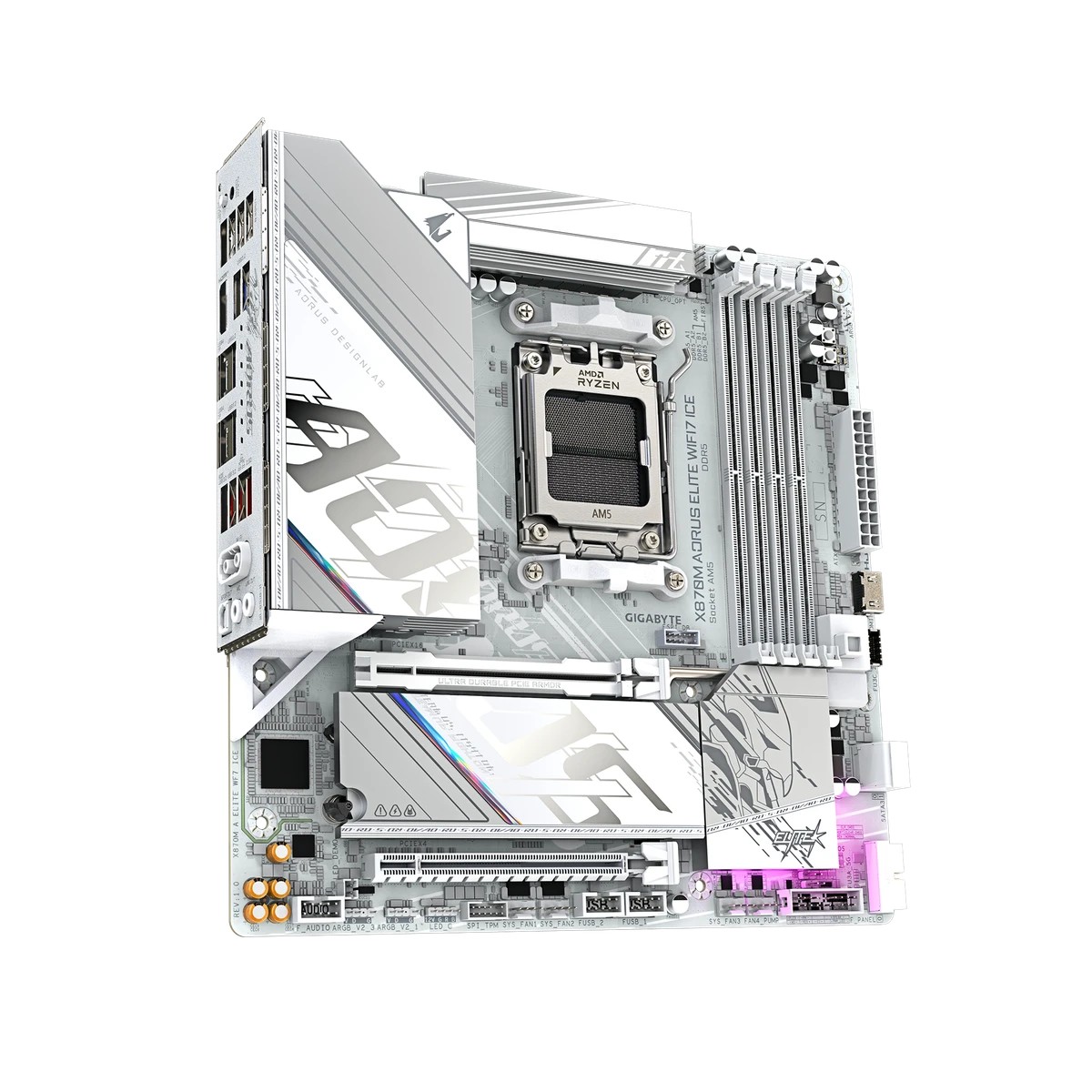 Placa Madre Gigabyte X870M AORUS ELITE WIFI7 ICE Socket AM5 DDR5 Micro-ATX - Imagen 4