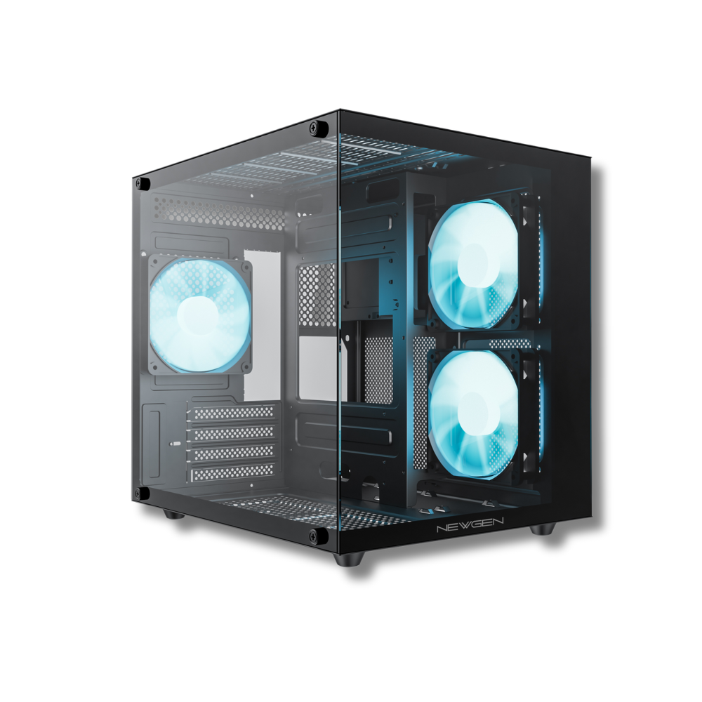 Gabinete NEWGEN Cobalt Glass Micro ATX 3 Fans ARGB