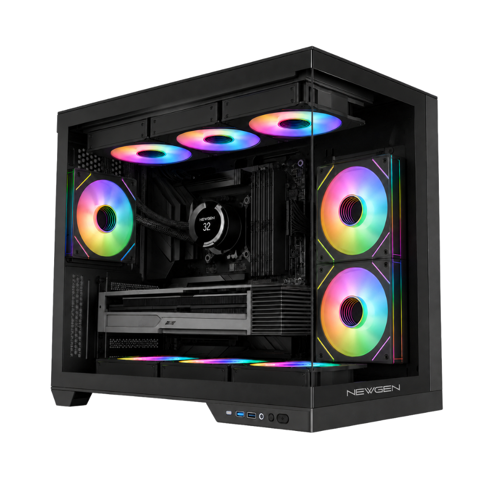 Gabinete NEWGEN Cobalt XL BTF Glass Black V3 6 Fans ARGB